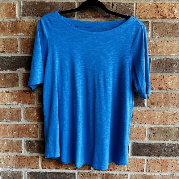 J.Jill Tops - J.Jill Pima-Slub Women's Blue Cotton Scoop Neck Elbow-Sleeve T-Shirts Size Small